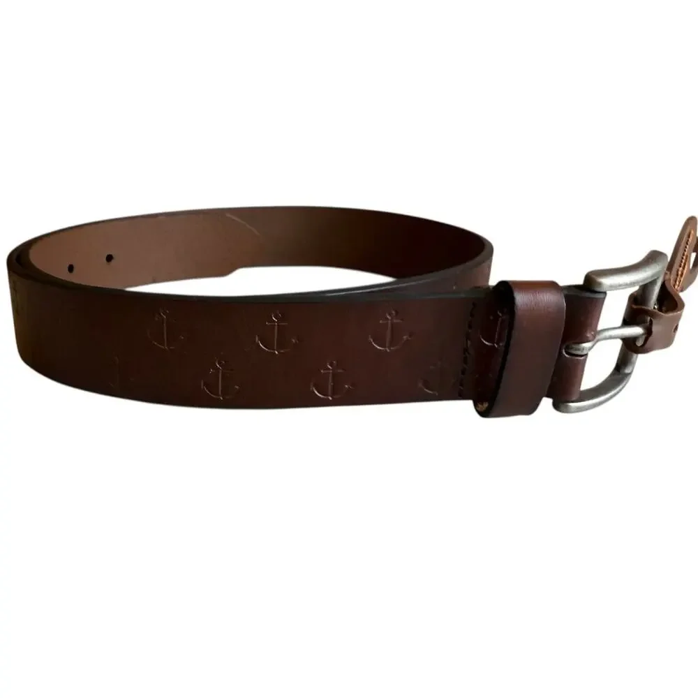 Tommy Bahama Leather Anchor Belt Brown S